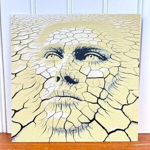 Wall Art, Face in the Desert, Surreal Cracked Earth Face